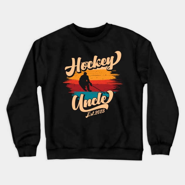 Hockey Uncle Est 2023 New Uncle Pregnancy Announcement Crewneck Sweatshirt by Way Down South